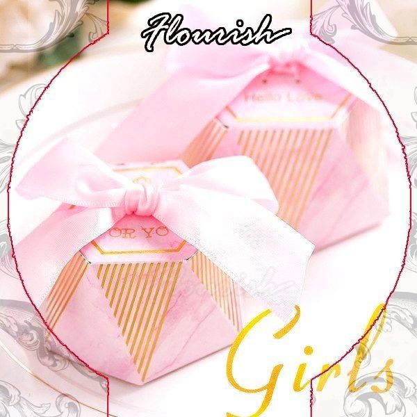 गुलाबी कला कागज अनुकूलित उपहार बॉक्स गर्म मुद्रांकन Bowknot प्रकार कैंडी उपहार बॉक्स
