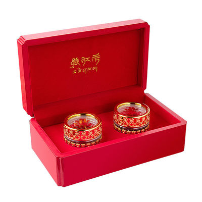 MDF wooden box for tea canister rectangle wooden tea box Storage Gift Red Packaging Wooden Box with velvet insert